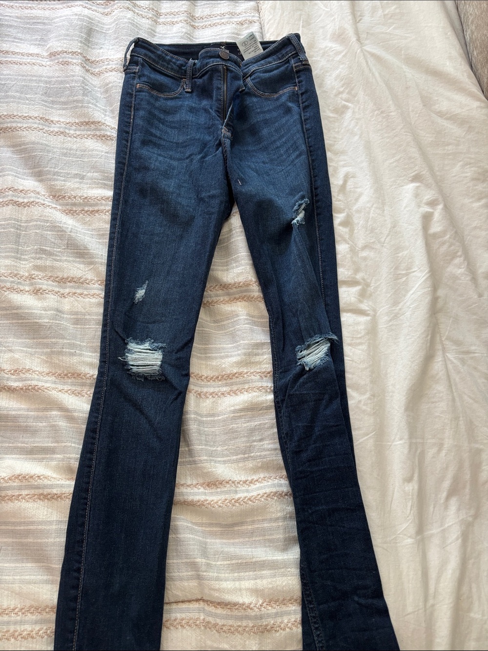 Hollister Dark Blue Ripped Skinny Jeans